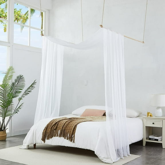 Warm Home Designs 55" W x 360" L White Bed Canopy for Extra Large Bed. BC White 360