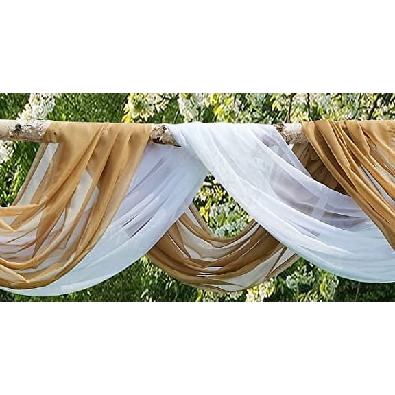 Warm Home Designs 55 Inches Wide x 4 Yard Long Caramel Gold Sheer Bulk Fabric for Wedding Arch Decorations or Crafts. AF GOLD 144