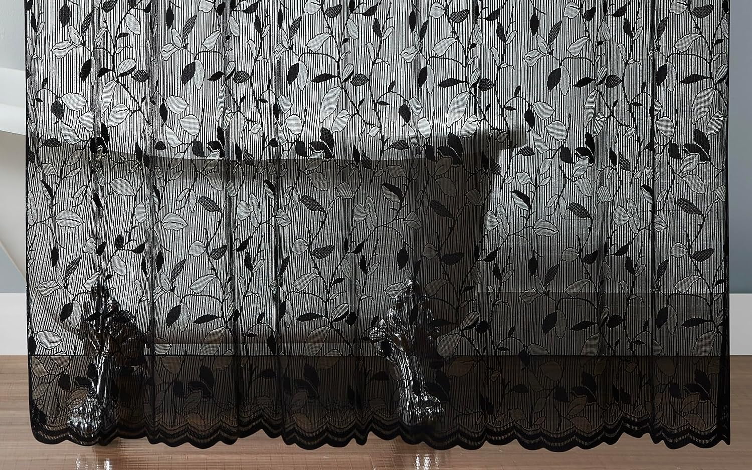 Warm Home Designs 72" W x 72" L Black Lace Shower Curtain