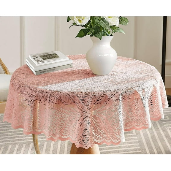 Warm Home Designs 90 inch Boho Blush Pink Round Tablecloth. AME Black 90 Round