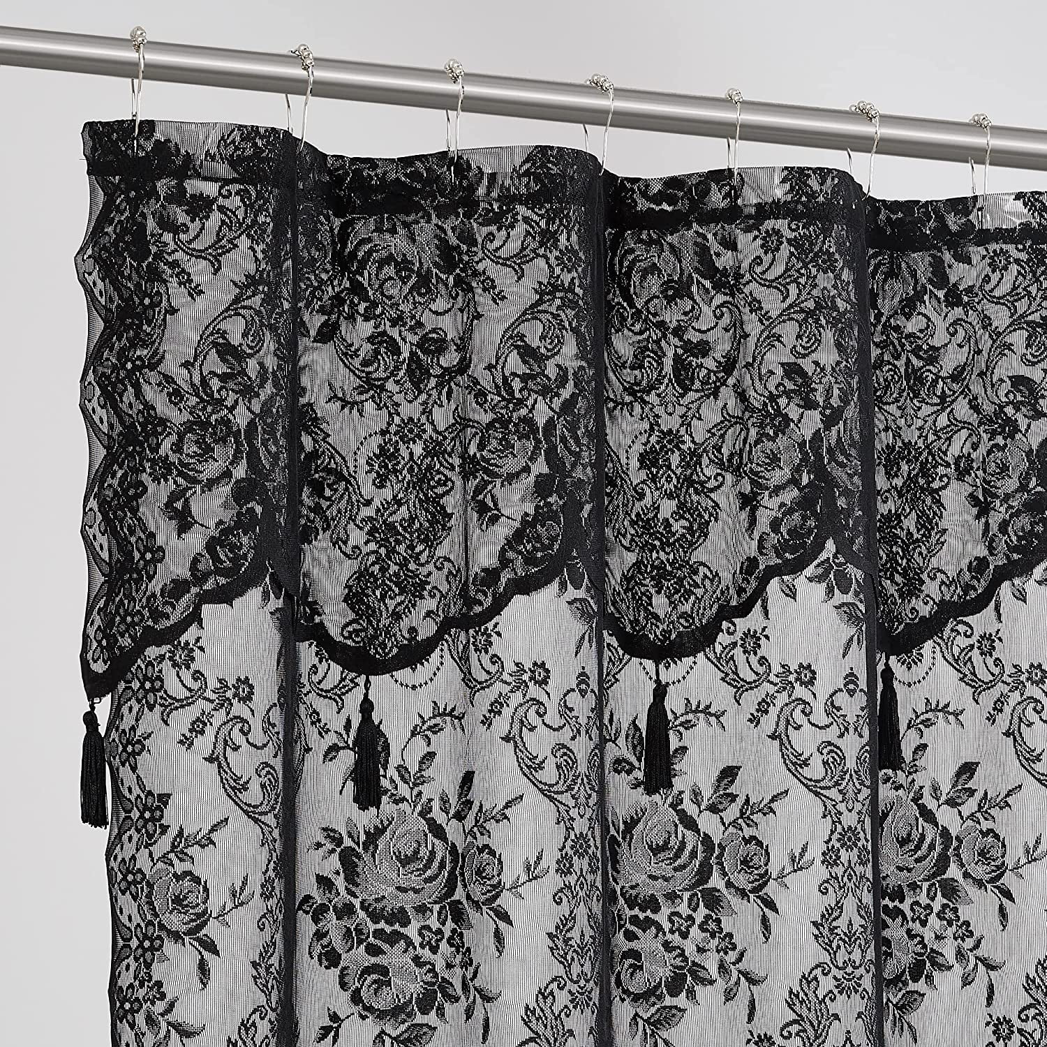 WARM HOME DESIGNS Black Lace Shower Curtain 72 W x 84 L Inches with