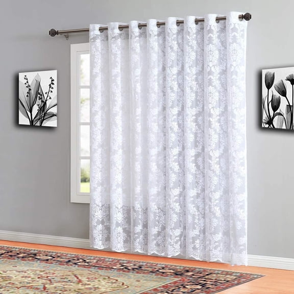 Warm Home Designs Extra Large 102" W x 84" L White Lace Curtains.  FI White Patio 84