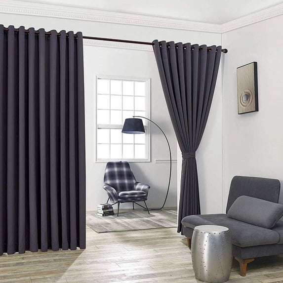 Warm Home Designs Extra Large 2 Charcoal Room Divider Curtains 108" W x 120" L Each with 2 Matching Tie-Backs. N Charcoal Wall 120
