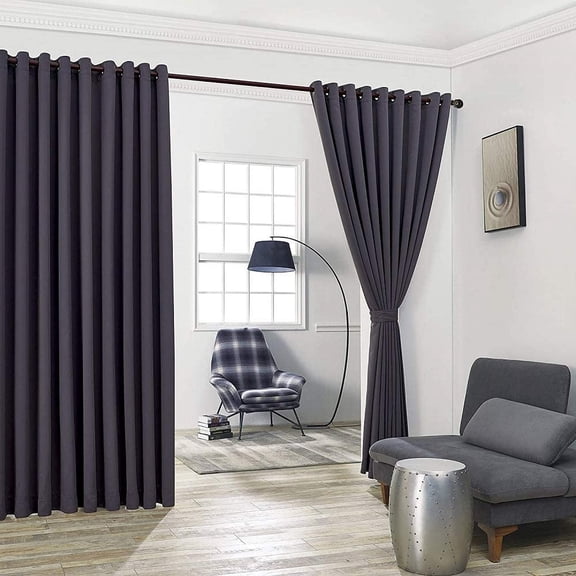 Warm Home Designs Extra Large 2 Charcoal Room Divider Curtains 108" W x 99" L Each with 2 Matching Tie-Backs. N Charcoal Wall 99