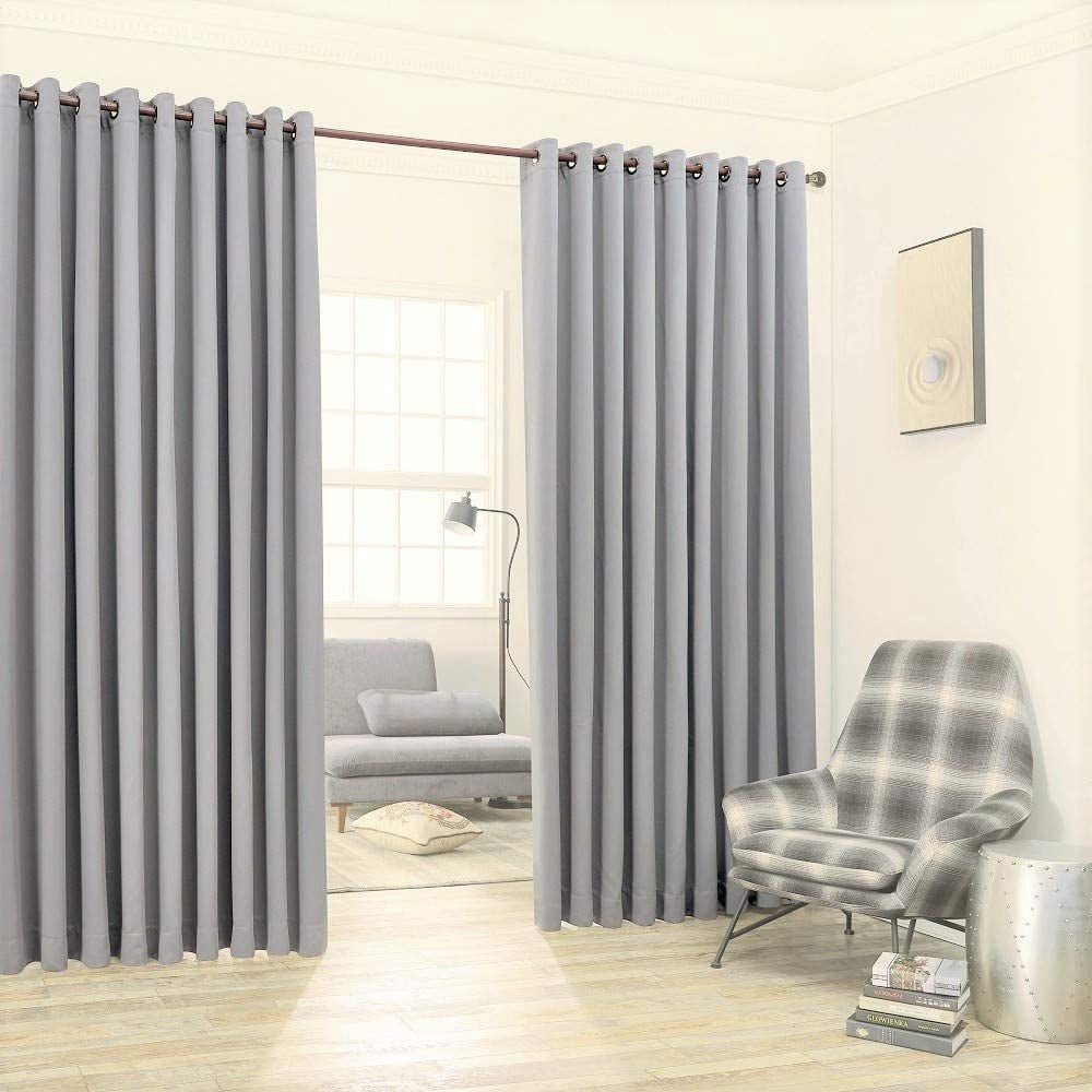 Warm Home Designs Extra Large 2 Grey Room Divider Curtains 108" W x 99" L Each with 2 Matching Tie-Backs. N L Grey Wall 99