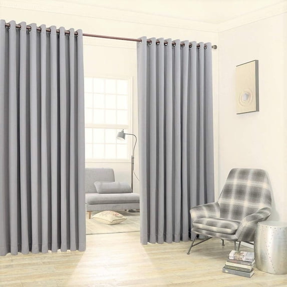 Warm Home Designs Extra Large 2 Grey Room Divider Curtains 108" W x 99" L Each with 2 Matching Tie-Backs. N L Grey Wall 99