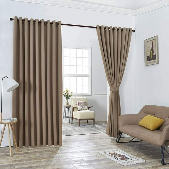 Warm Home Designs Extra Large 2 Taupe Room Divider Curtains 108" W x 120" L Each with 2 Matching Tie-Backs. N Taupe Wall 120