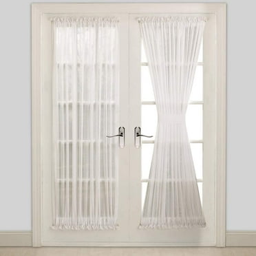 Warm Home Designs Pair of 2 Sheer White French Door Curtains in 40" (Width) by 72" (Length) Size