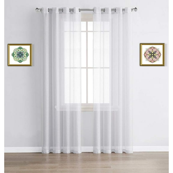 Warm Home Designs Pair of 2 Standard Size 54" (Width) x 84" (Length) Bright White Sheer Window Curtains.  K White 84