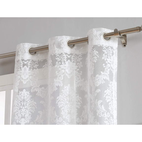 Warm Home Designs Pair of 38" x 84" Ivory Color Knitted Lace Curtains with 6 Grommets per Panel. LISA IVORY 84