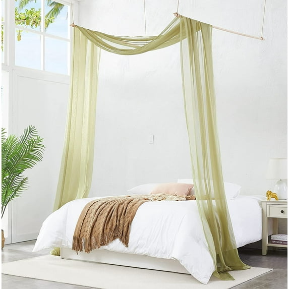Warm Home Designs 55" W x 144" L Sage Green Bed Canopy Curtains for Twin Bed. BC Sage 144