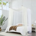 thumbnail image 1 of Warm Home Designs Set of 2 White & Beige Canopy Bed Curtains in 55 x 360 Inch Size. BE White & Beige 360, 1 of 5