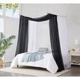 thumbnail image 1 of WARM HOME DESIGNS Set of 2 White & Black King Canopy Bed Curtains in 55 x 288 Inch Size. BE White & Black 288, 1 of 5