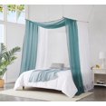 thumbnail image 1 of WARM HOME DESIGNS Set of 2 White & D Blue Twin Canopy Bed Curtains in 55 x 144 Inch Size. BE White & D Blue 144, 1 of 5