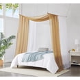 thumbnail image 1 of WARM HOME DESIGNS Set of 2 White & Gold Twin Canopy Bed Curtains in 55 x 360 Inch Size. BE White & Gold 360, 1 of 5