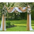 thumbnail image 1 of Warm Home Designs Wedding Arch Draping Fabric Bundle Has 2 288 Inch (24 Feet) Scarves in White & Caramel Gold Colors for Wedding Ceremony or Photo Backdrop. AD White & Gold 288, 1 of 6