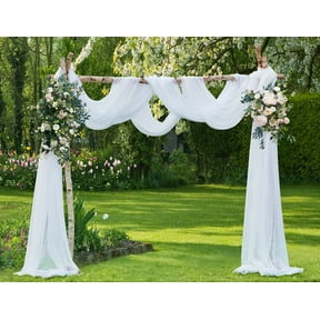 Warm Home Designs Wedding Arch Draping Fabric Bundle Has 2 288 Inch (24 Feet) Scarves in White Color. AD White & White 288