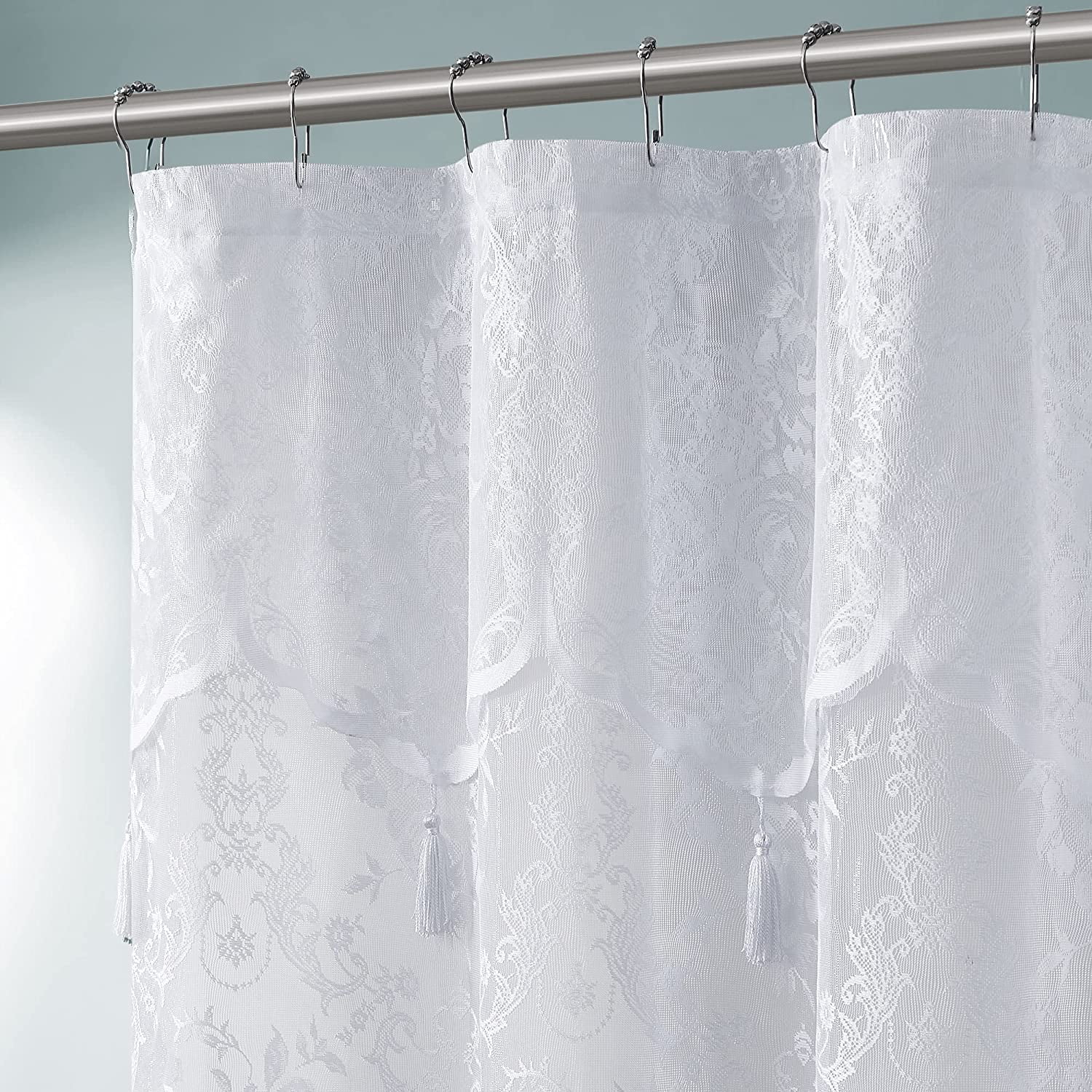 WARM HOME DESIGNS White Lace Shower Curtain 72 W x 84 L Inches with ...