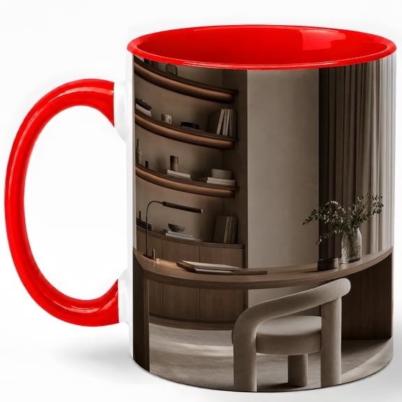 Warm Home Office 11oz Ceramic Mug, Neutral Desk Coffee Cup