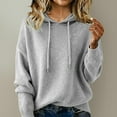 thumbnail image 1 of Warm Hooded Sweatshirts for Women Long Sleeve Lightweight Soft Pullover Knit Sweater Fall Clothes Gray S, 1 of 4