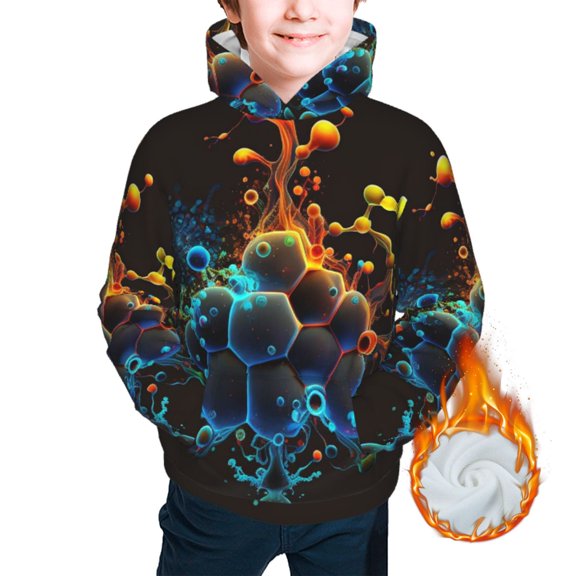 Warm Hoodies for Boys Girls Sweashirts Youth Teen Thickened Hoodie, Molecule Acid Chemistry Psychedelic