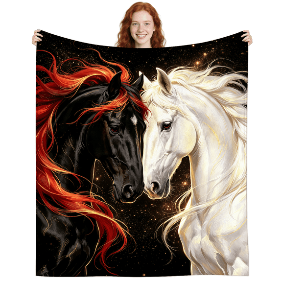 Warm Horse Blankets Gifts for Women Men Adults,Soft Warm Fuzzy Fleece Horses Throw Blanket All Season for Couch Sofa Bed Decor 50x40 Inch