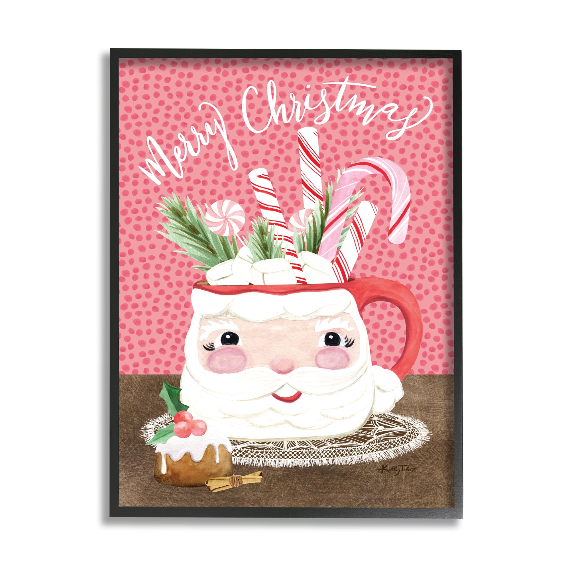 Warm Hot Cocoa Christmas Patterned Dots Background Inspirational Graphic Art Framed Art Print Wall Art