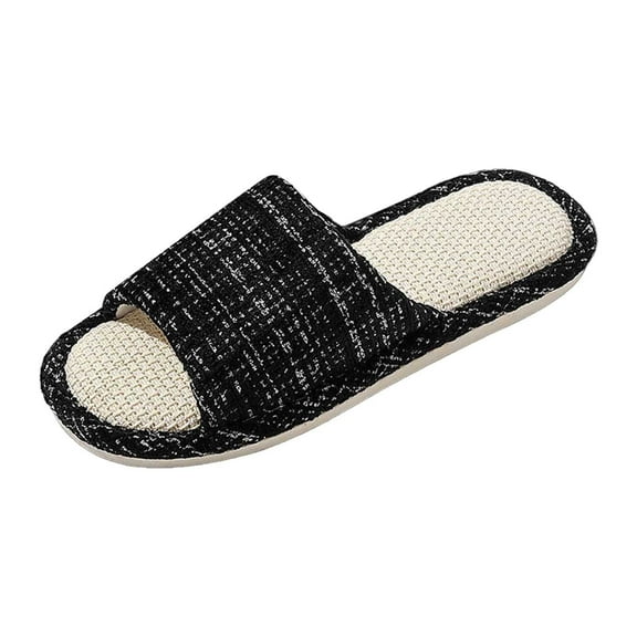 Warm House Slippers for Women Fuzzy Non-Slide Sole Cozy Comfort Women's Breathable Linen Slippers Indoor Outdoor Comfortable Flat Shoes For Everyday Casual Wear