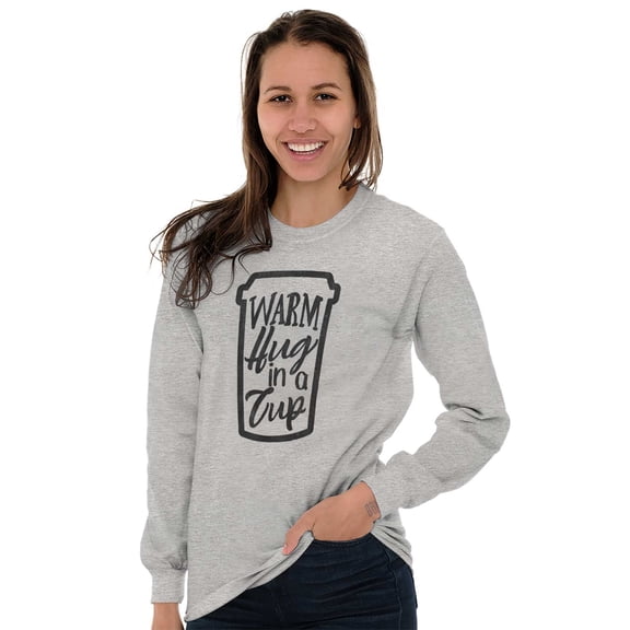 Warm Hug Cup Coffee Cute Morning Women Plus Size Long Sleeve Graphic Tee Brisco Brands 3X