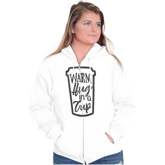 Warm Hug Cup Coffee Cute Morning Zip Hoodie Sweatshirt Women Brisco Brands X