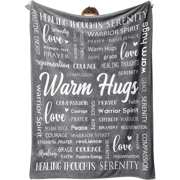Warm Hugs Blanket - Get Well Soon Gifts for Women Men, Cancer Care, Chemo, After , Thinking of You Gifts, Soft Throw Blanket 50"x60"