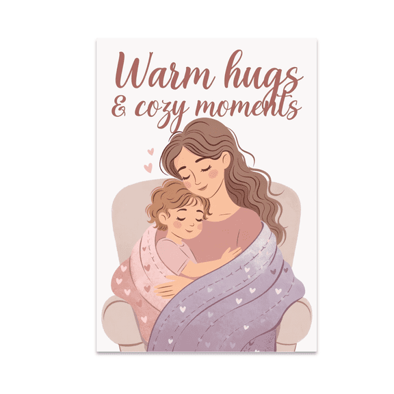 Warm Hugs & Cozy Moments Poster Print - Mother and Child - 13x19 Poster Print