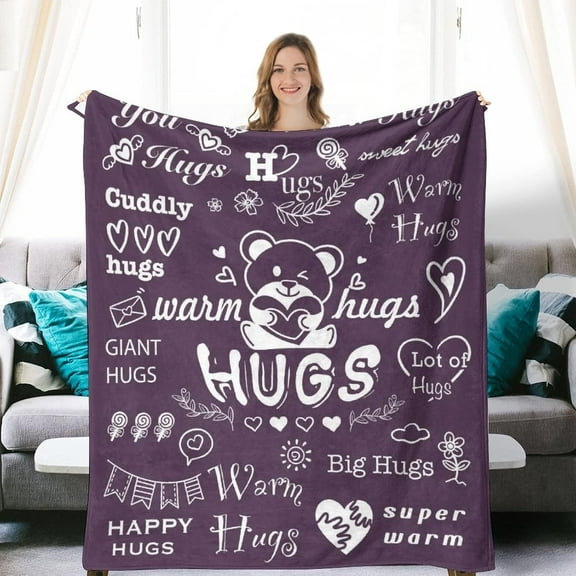 Warm Hugs Gift Throw Blanket,Warm and Soft Hug Blanket Inspirational Throw Blanket,Sympathy Gift Cancer Chemo Survivor Get Well Caring Gifts for Women After Surgery with Positive Gifts