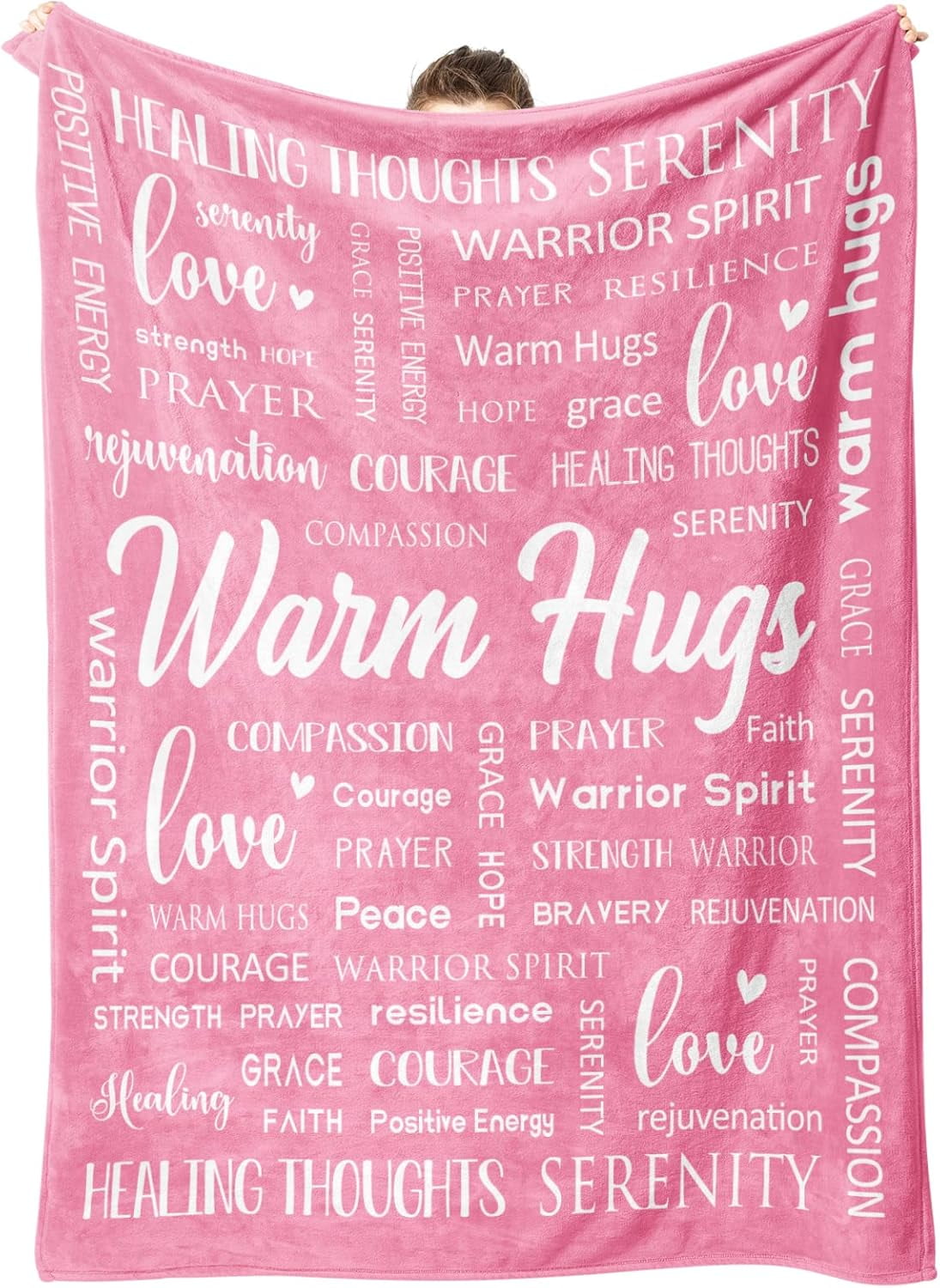 Warm Hugs Healing Blanket - Breast Cancer Gifts for Women, Get Well Soon, Feel Better Gifts for Women Patient, Think of You, Sympathy Gift for Friend Sister, Soft Comfort Throw Blankets 50" x 60"