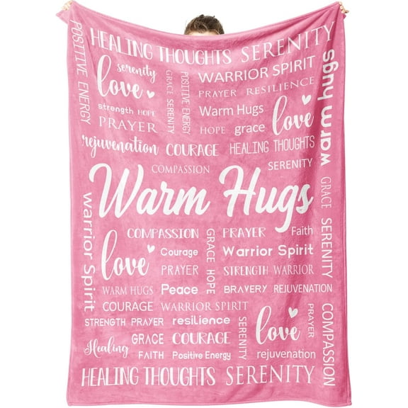Warm Hugs Healing Blanket - Breast Cancer Gifts for Women, Get Well Soon, Feel Better Gifts for Women Patient, Think of You, Sympathy Gift for Friend Sister, Soft Comfort Throw Blankets 50" x 60"