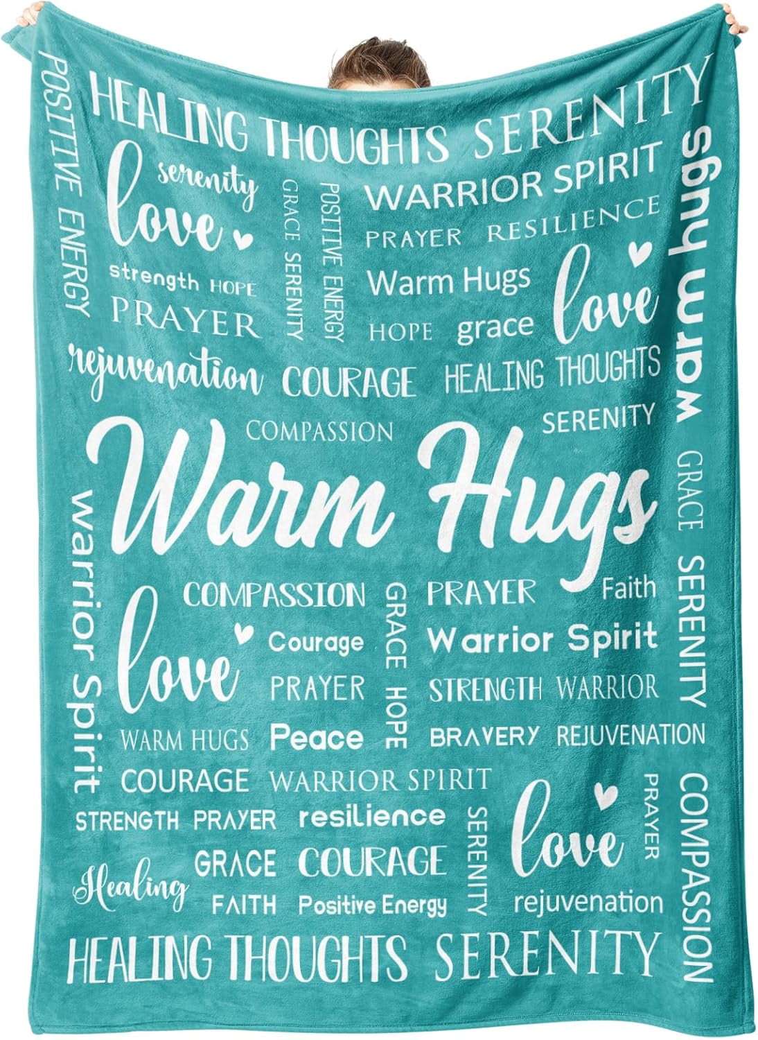 Warm Hugs Healing Blanket - Breast Cancer Gifts for Women, Get Well Soon, Feel Better Gifts for Women Patient, Think of You, Sympathy Gift for Friend Sister, Soft Comfort Throw Blankets 50" x 60"