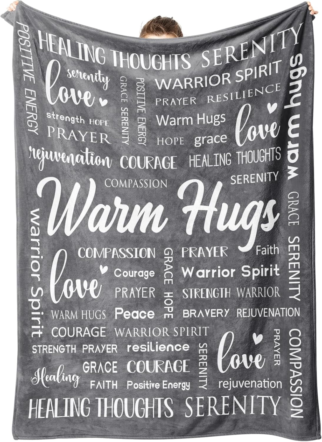 Warm Hugs Healing Blanket - Breast Cancer Gifts for Women, Get Well Soon, Feel Better Gifts for Women Patient, Think of You, Sympathy Gift for Friend Sister, Soft Comfort Throw Blankets 50" x 60"