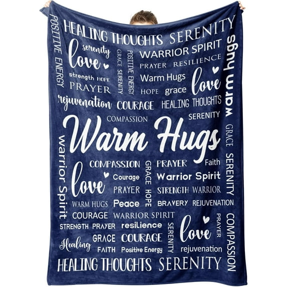 Warm Hugs Healing Blanket - Cancer Gifts for Women Men, Get Well Soon Gift for Friend Family, Sympathy Inspirational Blanket, Soft Comfort Throw Blankets 50"x60"