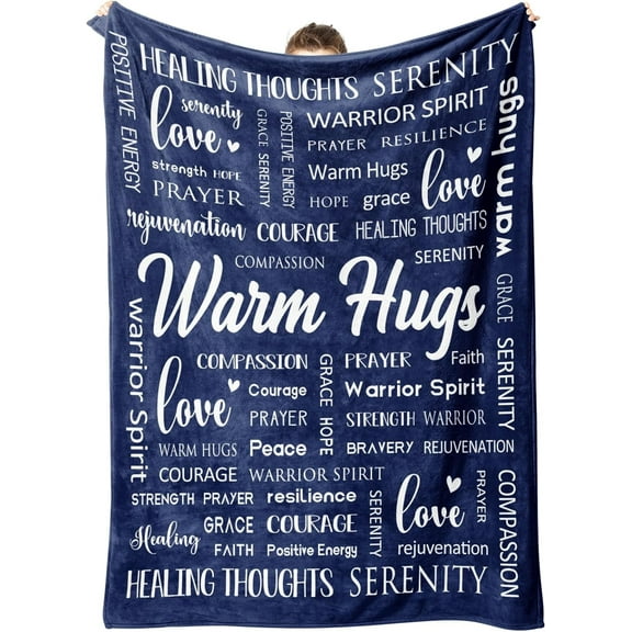 Warm Hugs Healing Blanket - Get Well Soon Gifts for Women Men, Breast Cancer Chemo Gifts, Sympathy Inspirational Blanket, Thinking of You Gift, Soft Throw Blanket 50"x60"