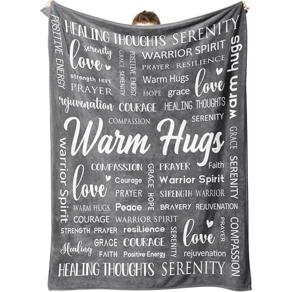 Warm Hugs Healing Blanket - Get Well Soon Gifts for Women Men, Cancer Care, Chemo, After Surgery, Thinking of You Gifts, Soft Throw Blanket 50"x60"