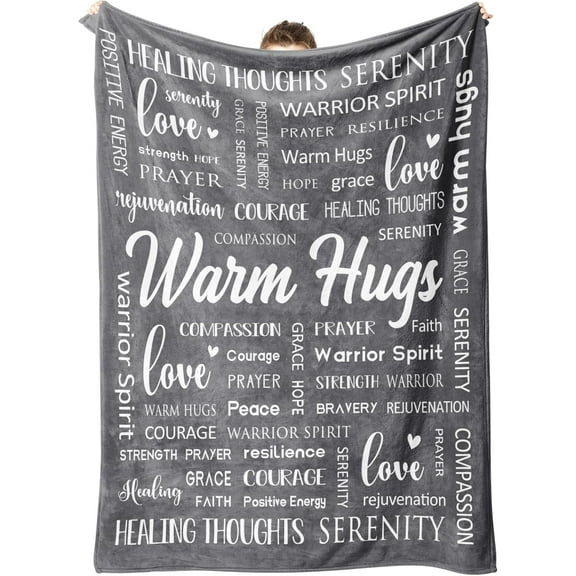 Warm Hugs Healing Blanket - Get Well Soon Gifts for Women Men, Cancer Care, Chemo, After Surgery, Thinking of You Gifts, Soft Throw Blanket 50"x60"