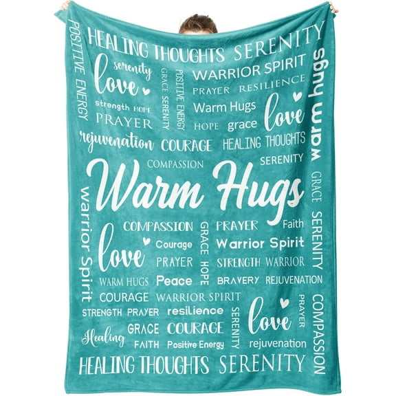 Warm Hugs Healing Blanket - Get Well Soon Gifts for Women Men, Cancer Care, Chemo, After Surgery, Thinking of You Gifts, Soft Throw Blanket 50"x60"