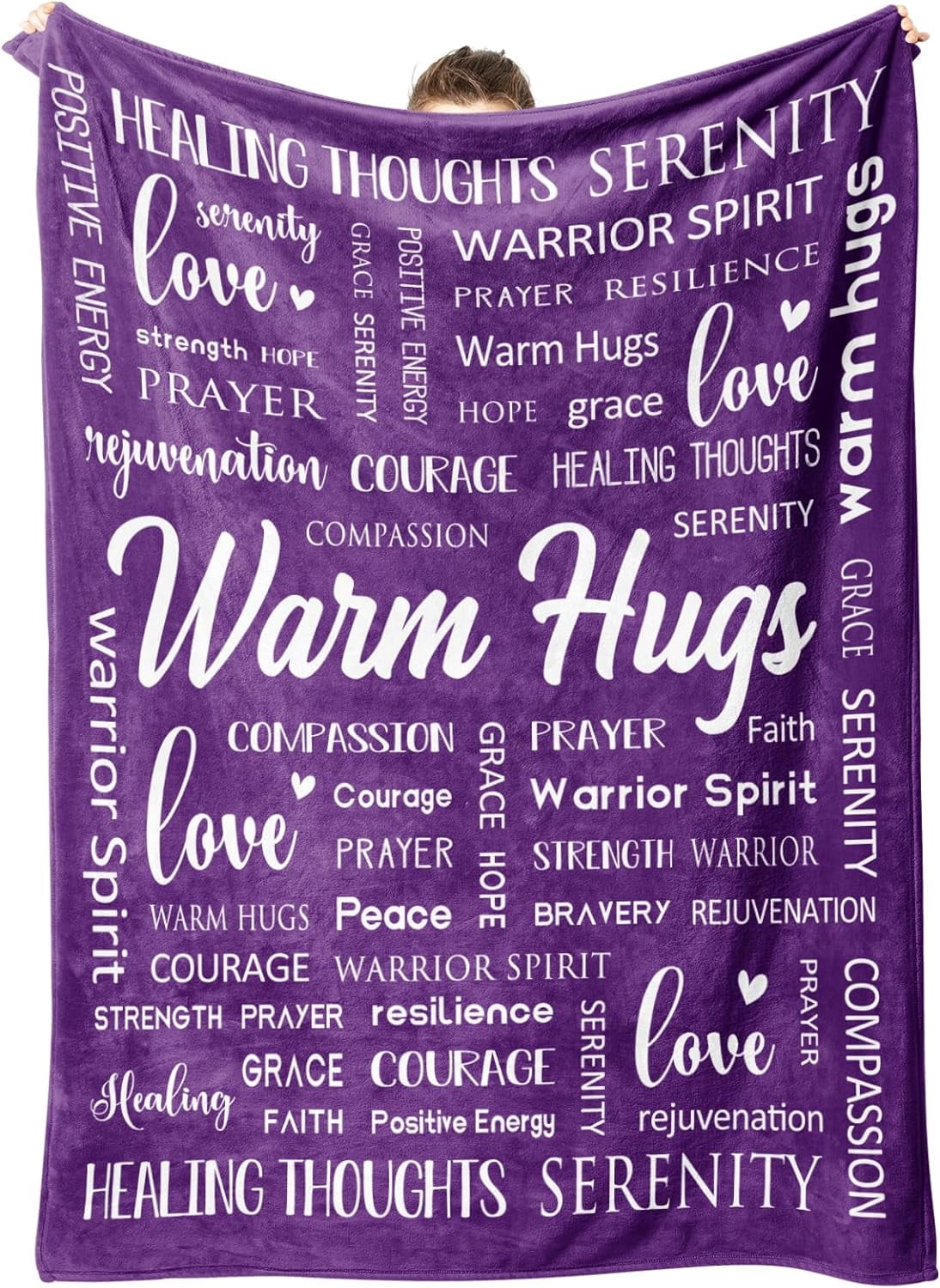 Warm Hugs Healing Blanket Purple Get Well Gifts for Women After Surgery, Breast Cancer Gifts