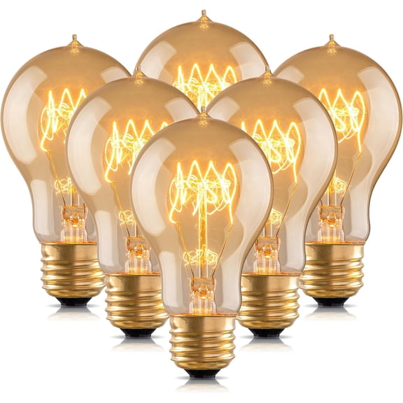 Warm Incandescent Light Bulbs 60 Watt,A19/A60 Vinta Style Edison Bulbs E26,Soft Yellow Light Bulbs,Amber Bulbs,Retro Light Bulb Old Fashioned,Halon Dimmable Edison Bulb Squirrel Ca
