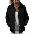 thumbnail image 1 of Warm Jackets For Women Stand Collar Button Down Solid Color Quilting Cardigan Lightweight Casual Outwear With Pockets (XXL, Black), 1 of 9