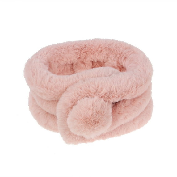 Warm Keeping Winter Fashion Faux Rabbit Fur Ring Scarf Plush Scarf for Women Girls (Rubber Pink)