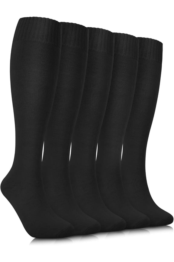 Warm Knee High Socks for Women 5 Pairs, Thermal Womens Cotton Long Casual Thick Winter Gifts Socks for Hiking Skiing