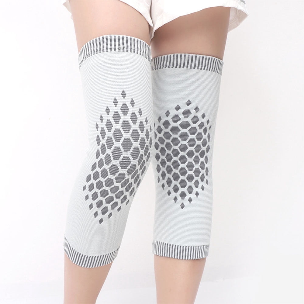 Warm Knee, Women Men Self-Heating Knee Pad, Brace Leg Knee, Wrap Stretchy Thermal Thick Knee, Self Heating Knee Sleeve Brace, Graphene Breathable Knee Pads, Warm Mugwort Knee Pads (Gray-L)