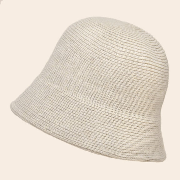 Warm Knit Cloche Bucket Hat for Women - Foldable, Adjustable, Soft Winter Cap