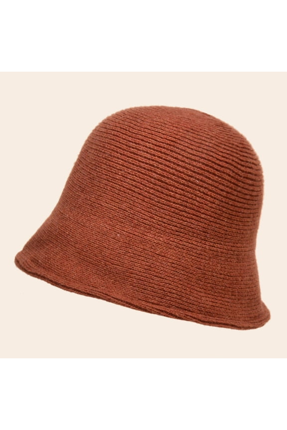 Warm Knit Cloche Bucket Hat for Women - Foldable, Adjustable, Soft Winter Cap